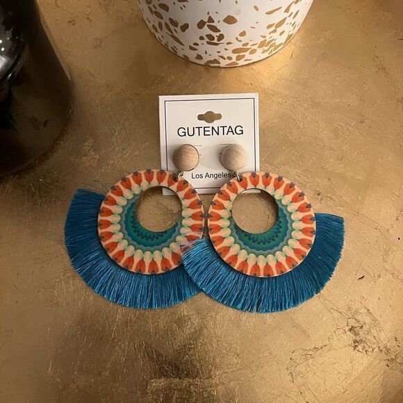 Bohemian style earrings/ tropical earrings/ boho dangle earrings - Picture 2 of 3